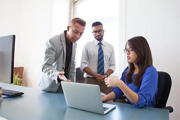Startup founders planning business growth roadmap with consulting experts